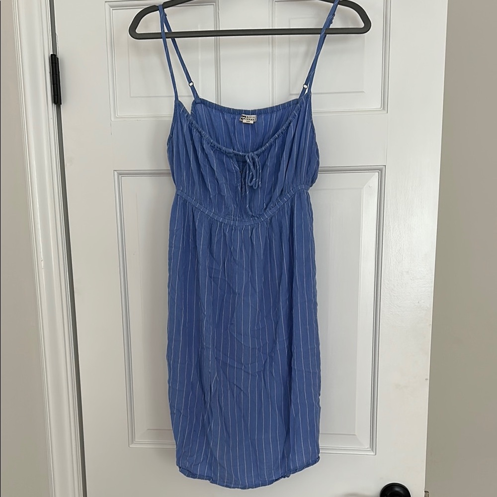 Blue Striped Spaghetti Strap Dress